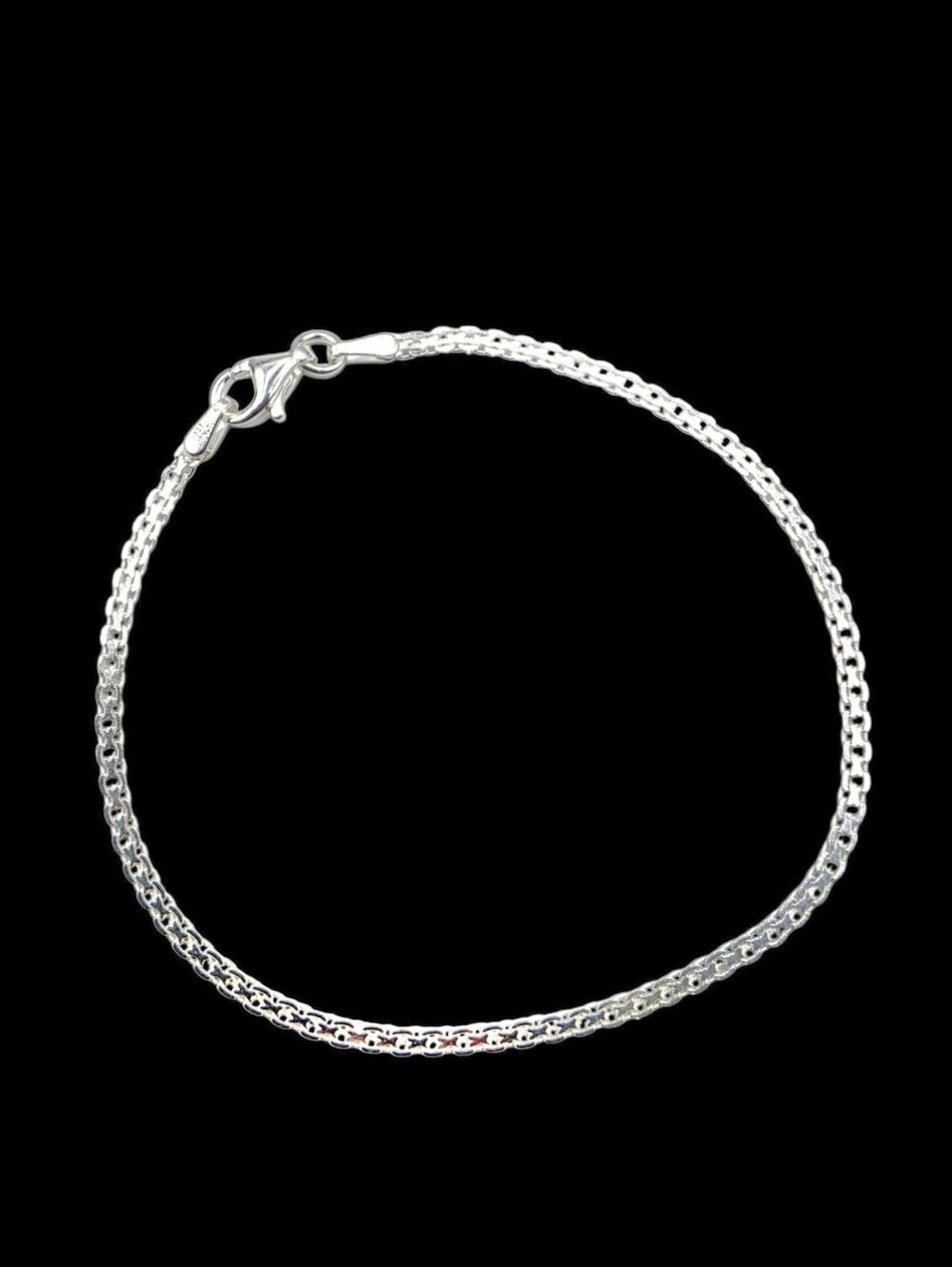 Solid 925 Sterling Silver Italian Link Chain Bracelet 7.25" 2mm Anti-Tarnish